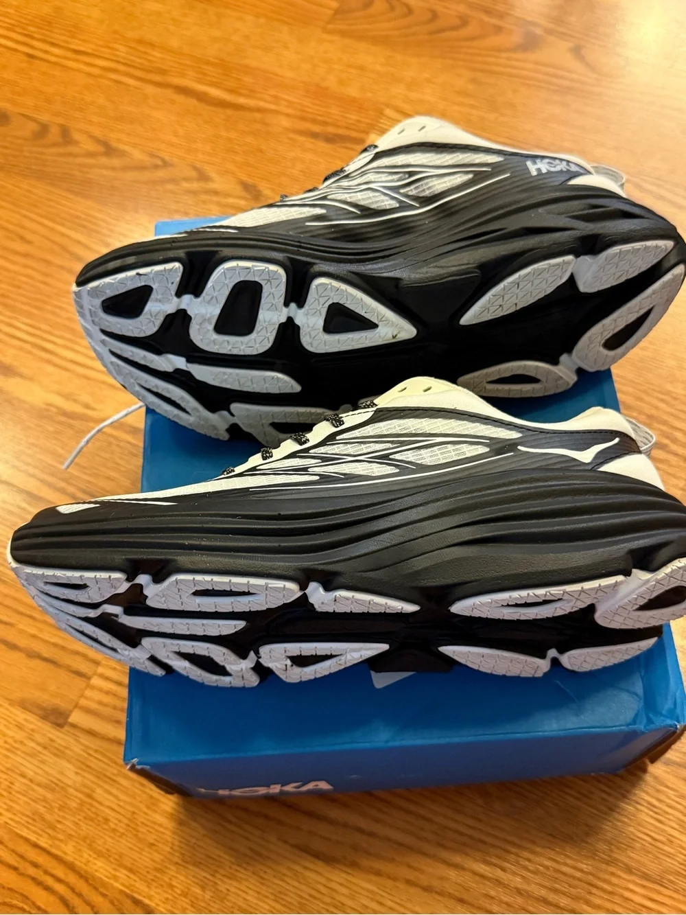 HOKA Men’s Stealth Twch Bondi 8 Caged White and Black Athletic Shoes 10